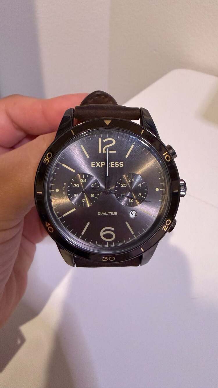 Express Men's Dual Time Chronograph Watch FMDEX1734 with Brown Leather Strap